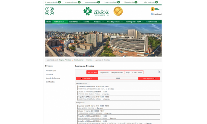 Portal of the Hospital of Clinics of Porto Alegre - HCPA by Coordination of Management of Information and Communication Technology of the Hospital of Clinics of Porto Alegre