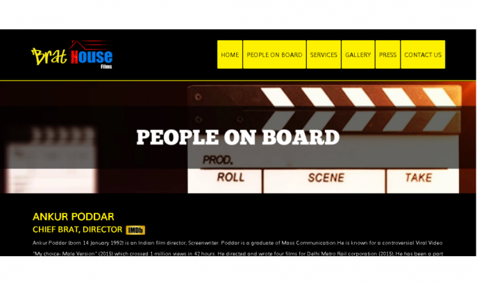 Brat House Films - Media Production House by DELHI WEBSITE STUDIO