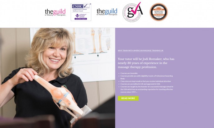 American Massage Training UK - Bespoke Event Website by Square Balloon